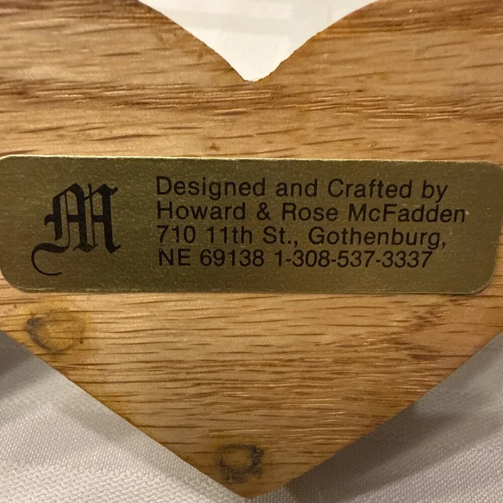 Vintage Oak Wood Heart Peg Rack Wall Hanger Country Cottage McFadden 5-Heart